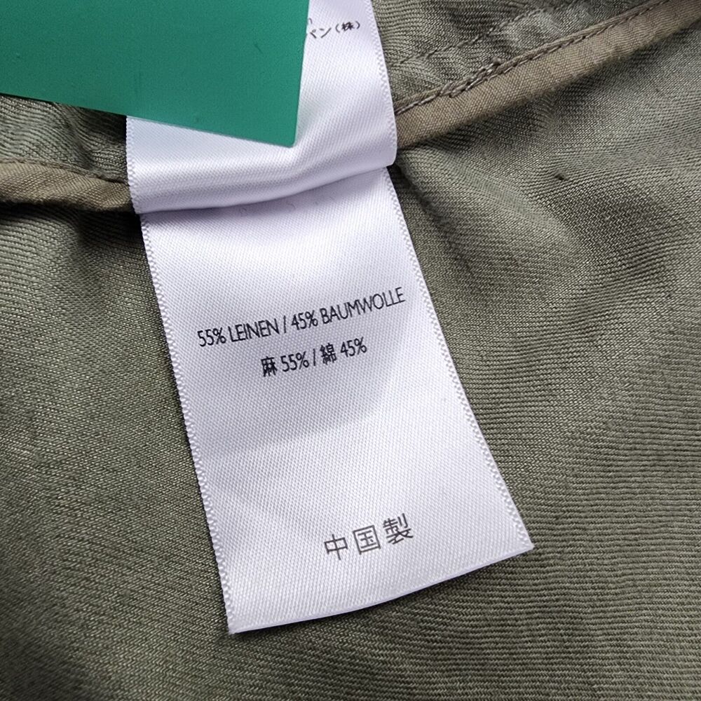 Eddie Bauer Jacket Women Large Green Linen Blend Metal Button Casual Safari Coat - Picture 16 of 16